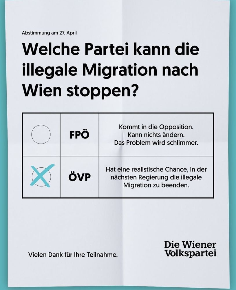 Wahlwerbung ÖVP Wien mit Text, warum ÖVP statt FPÖ.