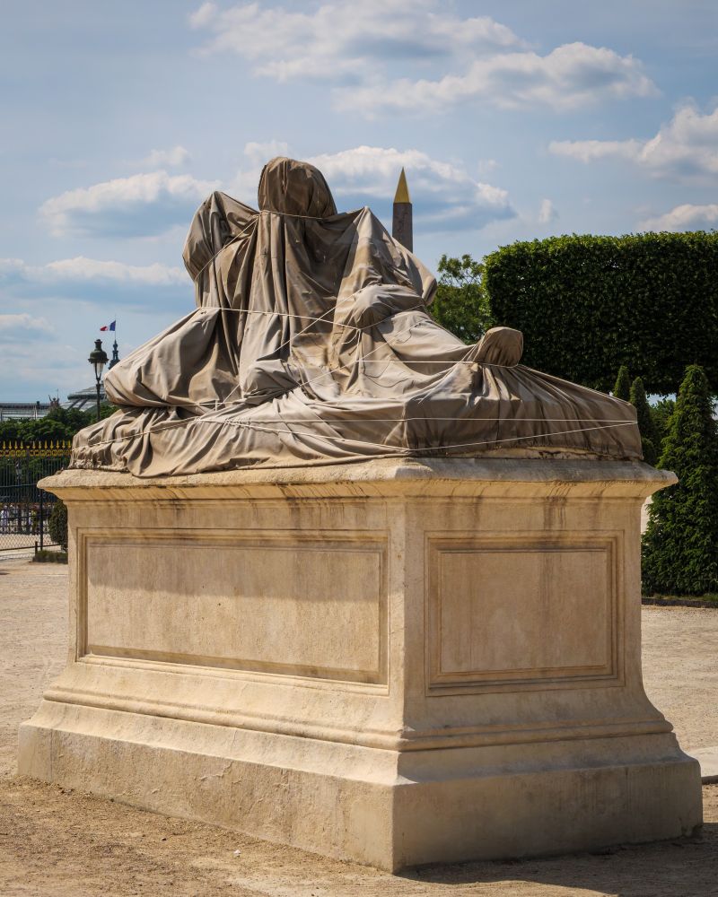 Statue in the Jardin des Tuileries - wrapped up