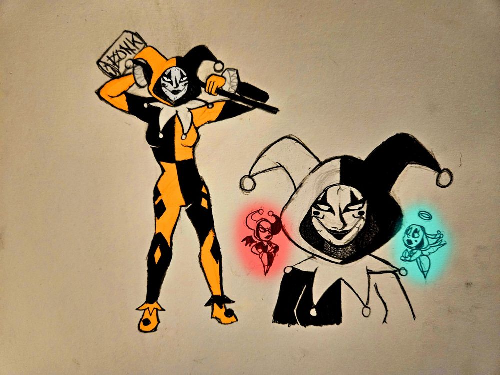 Harley Quinn and her shoulder angel/devil