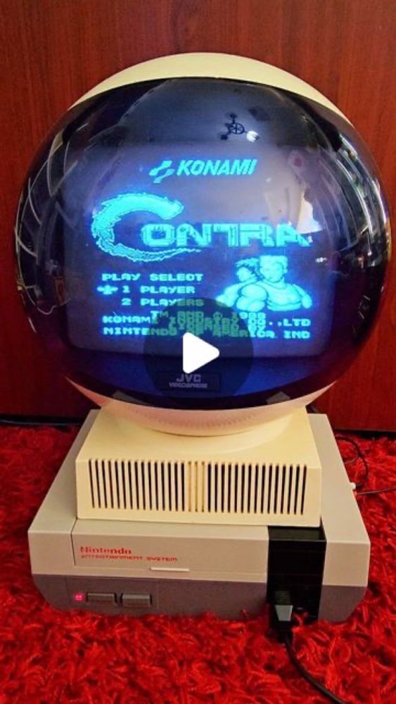 David Wellman on Instagram: "Contra for the NES on the Jvc Videosphere 😎

I love making reels with this tv, it's so old school and futuristic at the same time! 😁

#retrogaming #contra #jvcvideosphere ...