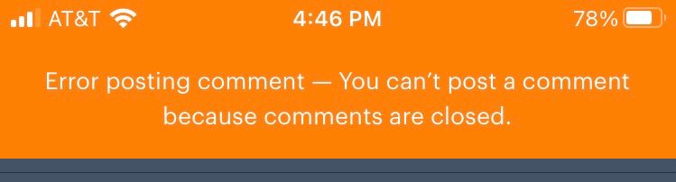 Error posting comment — You can’t post a comment because comments are closed.