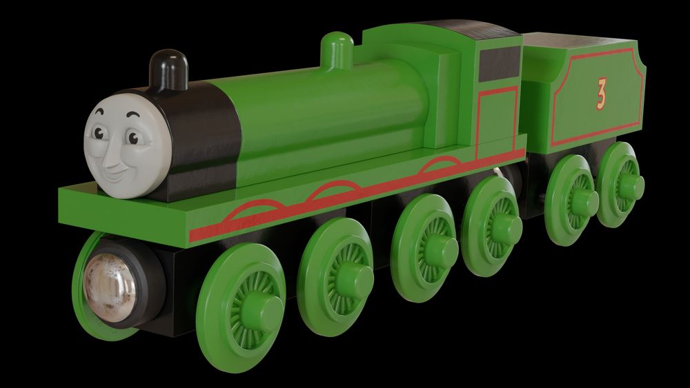 A 3D model of a classic Thomas Wooden Railway Henry toy. This is based on the 1996 appearance.