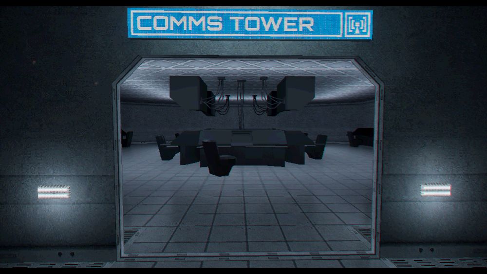 Screenshot of the video game PROXIMITY ALERT! a co-op, space, survival horror showcasing different environments this is the Comms Tower area.