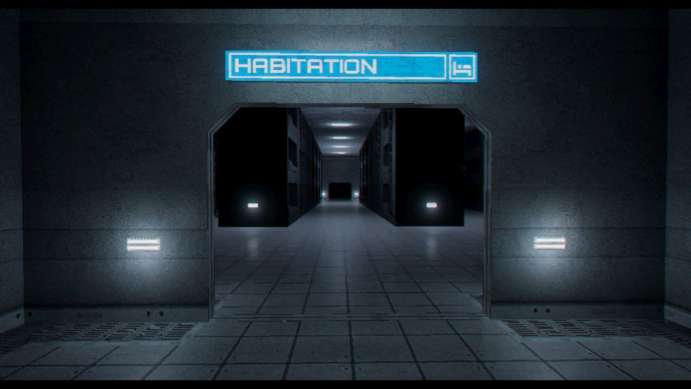 Screenshot of the video game PROXIMITY ALERT! a co-op, space, survival horror showcasing different environments this is the Habitation area.