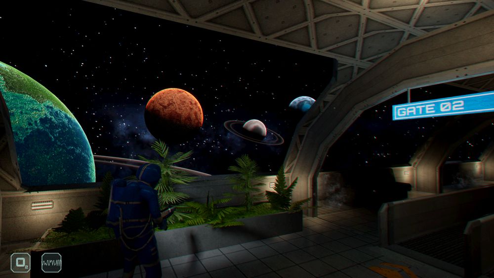 Pixelization: Off & Colour Palette: 32 colours. Screenshot of the video game PROXIMITY ALERT! a co-op, space, survival horror showcasing different graphics settings.