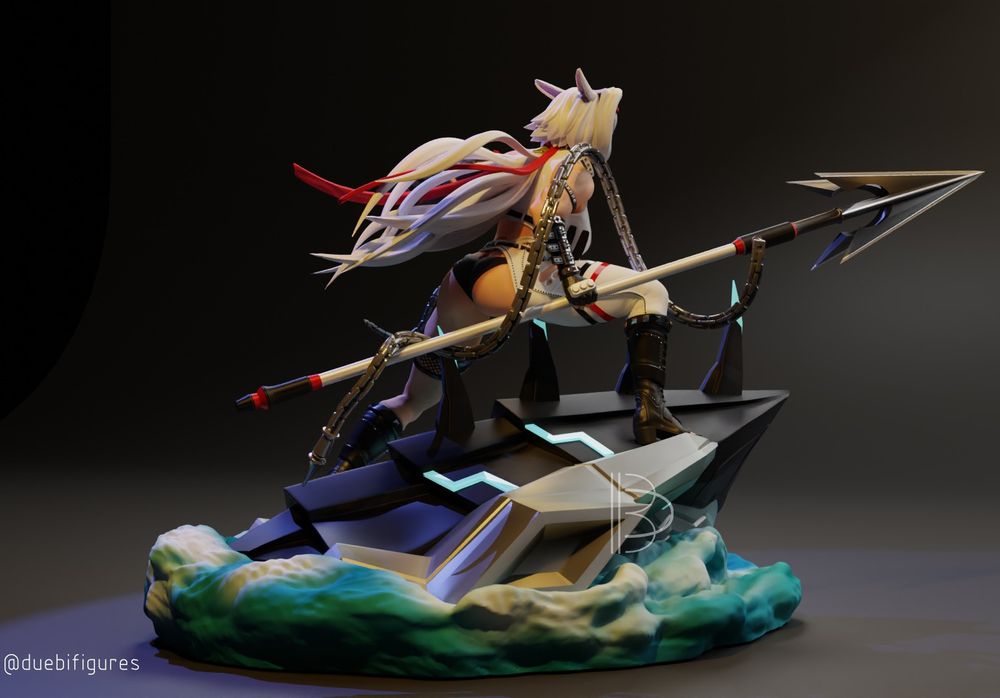 The same colored render from the back.