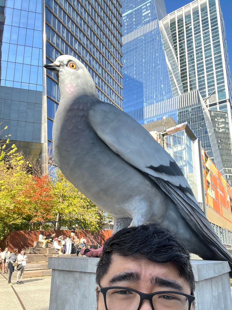 a sixteen foot tall pigeon statue named dinosaur 