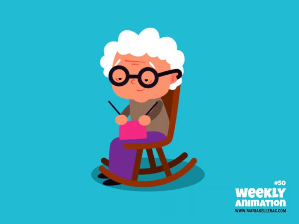 an illustration of an elderly woman sitting in a rocking chair with weekly animation # 30 on the bottom