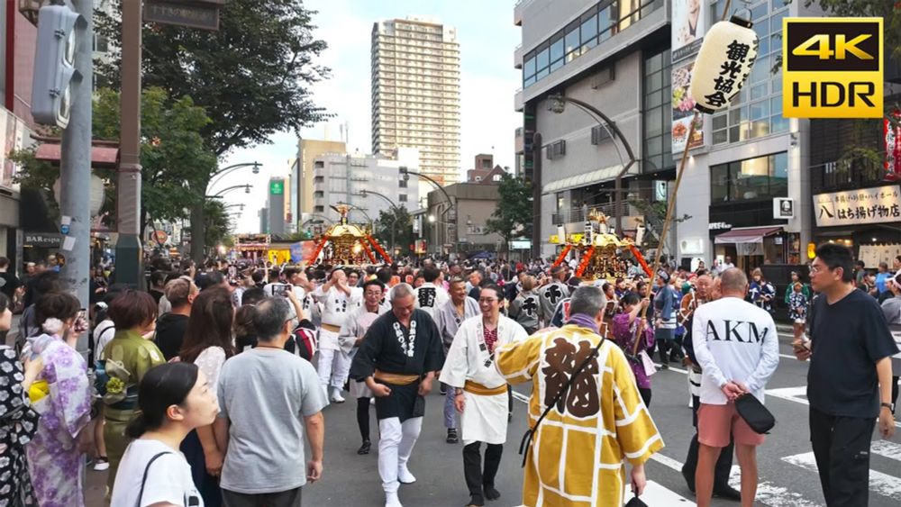 🇯🇵さっぽろ夏まつり 2024 第60回すすきの祭り こんこん神輿・女衆神輿・第4豊水祭典区山車披露／日本 北海道 札幌 中央区 [4K HDR Binaural ASMR]