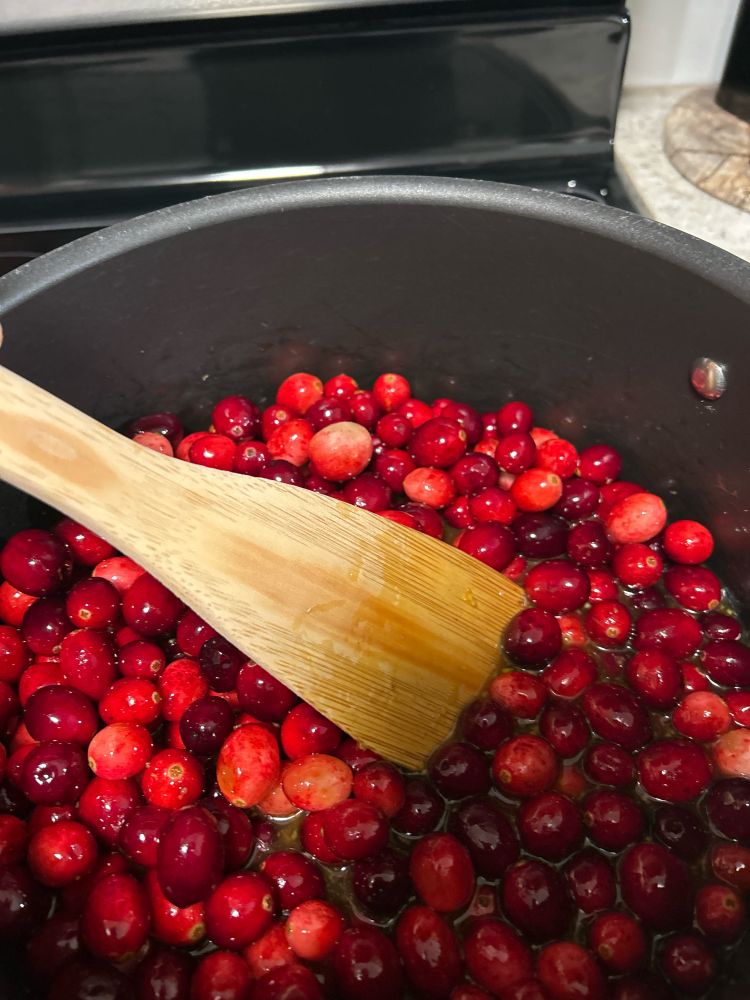 Pot full of cranberries