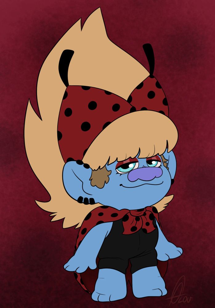 Drawing of my Trolls oc in the Dam Troll Ladybug costume