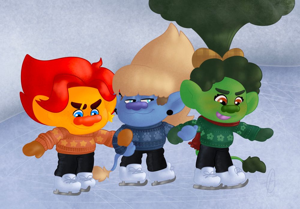 Trolls oc’s ice skating together 