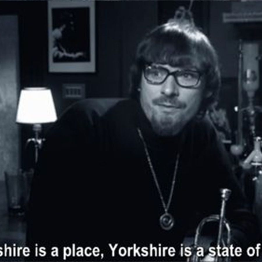 A black and white image of Howard Moon from The Mighty Boosh with the caption "Yorkshire is a place, Yorkshire is a state of mind." 