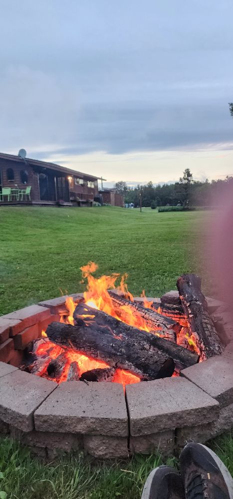 Campfire in northern Minnesota along the Baptist River.