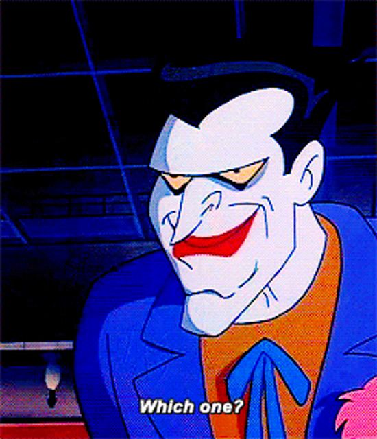 a cartoon of the joker is asking which one