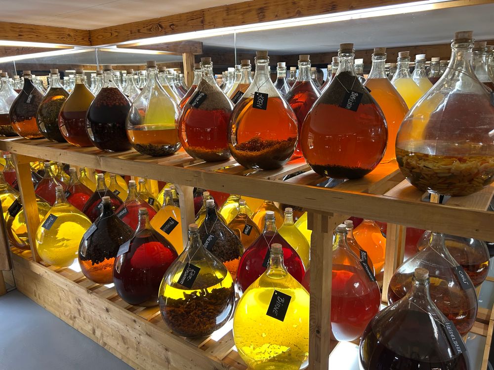 Verschiedene Glasflaschen sortiert 