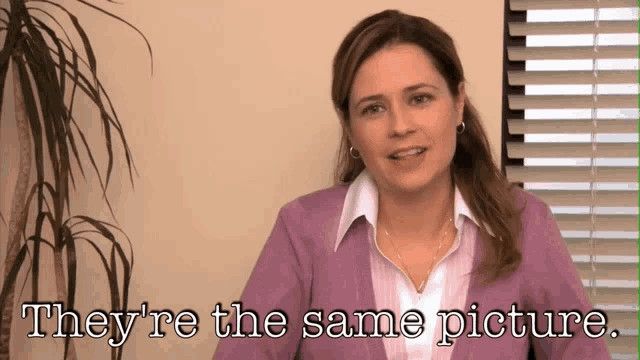 Pam from The Office (US) saying “They’re the r same picture.”