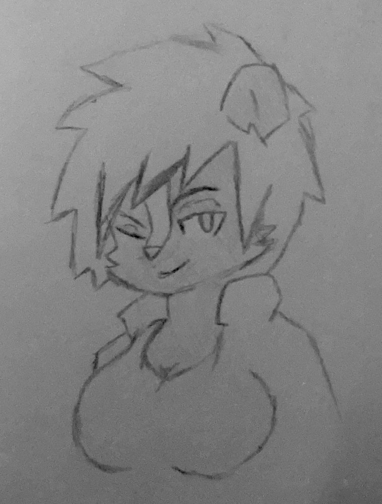 A sketch of Kalina, drawn by me! She has a slight smirk and is winking at us. 