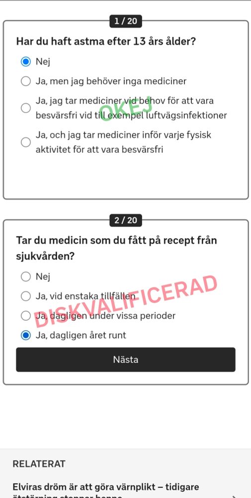 Diskvalificerad på fråga 2
