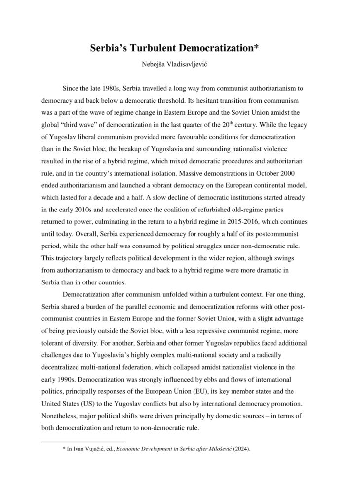 (PDF) Serbia's Turbulent Democratization