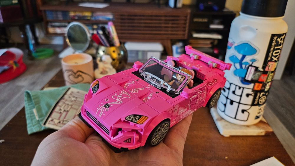 a hot pink lego honda s2000 based on suki's car from 2 fast 2 furious