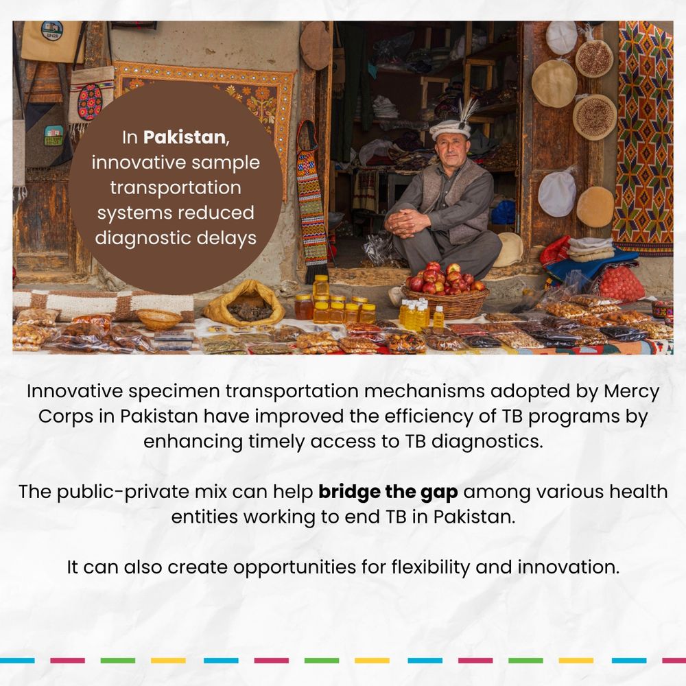 "Operational mechanisms engaging private providers increase TB prevention and care in Pakistan:
The private sector is the preferred choice for over 90% of people accessing TB care. Offering patient-centered TB care services at the primary care level, Pakistan has engaged individual general practitioner practices and specialists in their PPM models for decades. In 2023, over 13,000 private healthcare providers, 500 hospitals, and 700 laboratories across 120 districts nationwide were involved, with private providers contributing more than 40% of the total country’s TB case notifications. The PPM models have improved access to WHO-recommended rapid diagnostics (WRDs) through outreach camps and a robust specimen transportation system involving over 600 community volunteer riders."

Read more: 

- https://resources.theglobalfund.org/media/tslodd32/cr_private-sector-engagement-tb-care_report_en.pdf
- https://www.sciencedirect.com/science/article/pii/S2405579424000937