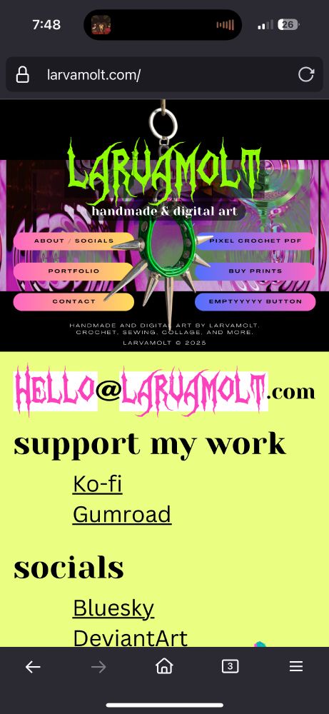 My new website. Bright, dramatic colors, intense fonts, and hosted on Canva