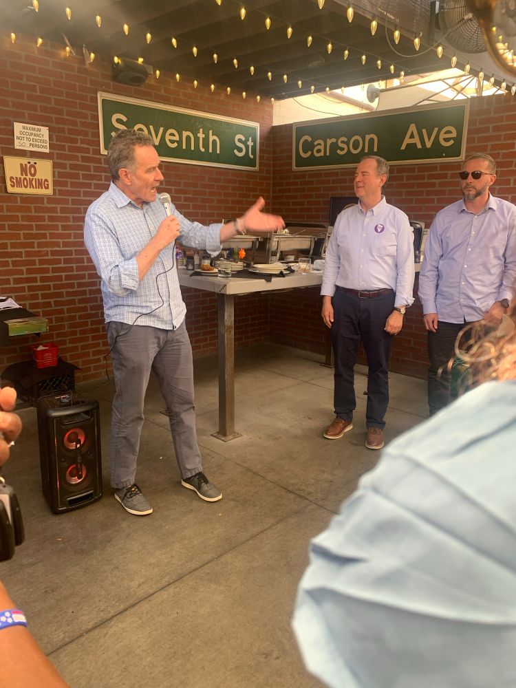 Bryan Cranston and Chuck Schumer at event