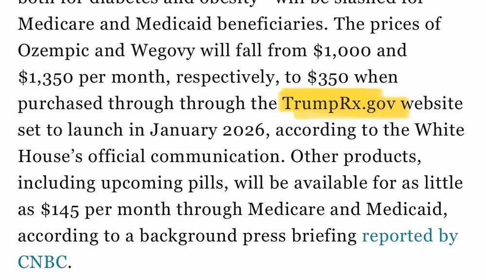 Photo of prices of weight loss drugs through TrumpRx. 