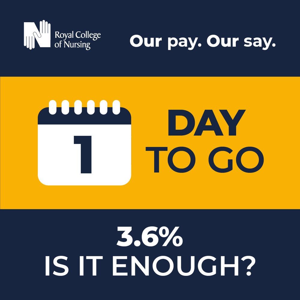Text reads; Our pay. Our say. 1 day to go. 3.6% is it enough?
