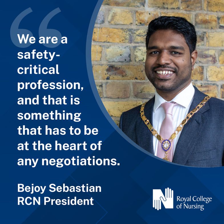 A picture of Bejoy Sebastian
Quote reads: We are a safety-critical profession, and that is something that has to be at the heart of any negotiations.​