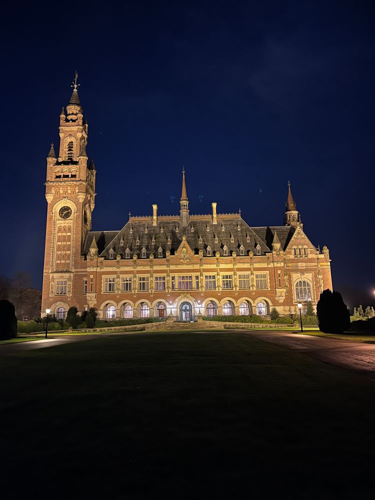 peace palace in the Hague in November in the dark