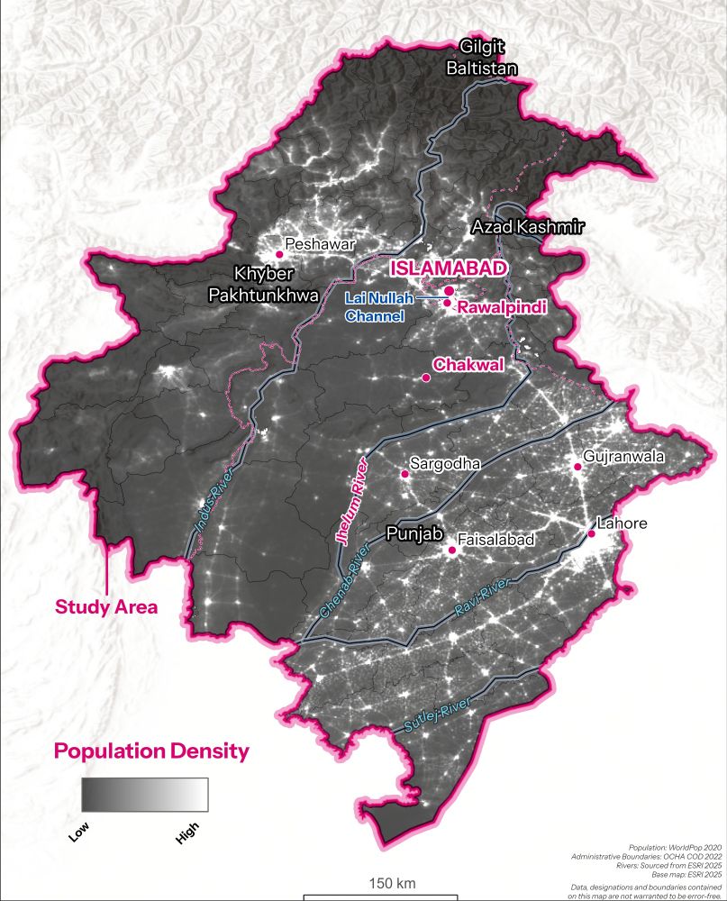 population density over the study region