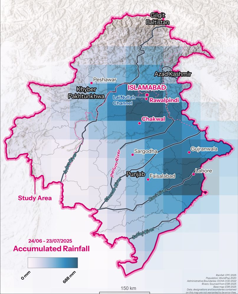 a map of rainfall over the study region 