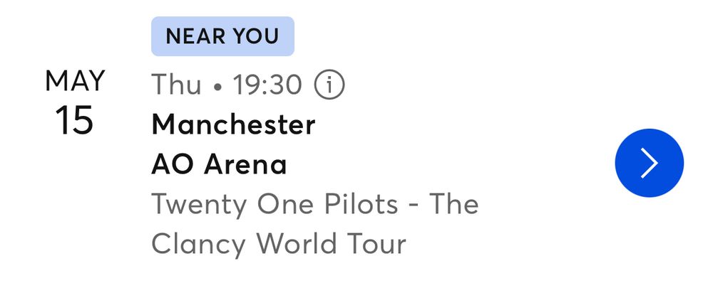 screenshot from ticket master: Clancy World Tour Manchester May 15th
