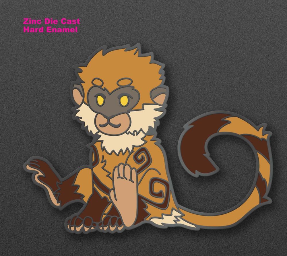 Coming Soon! Stone Monkey hard enamel pin. These pins will be 1.5" featuring this cheeky orange monkey.