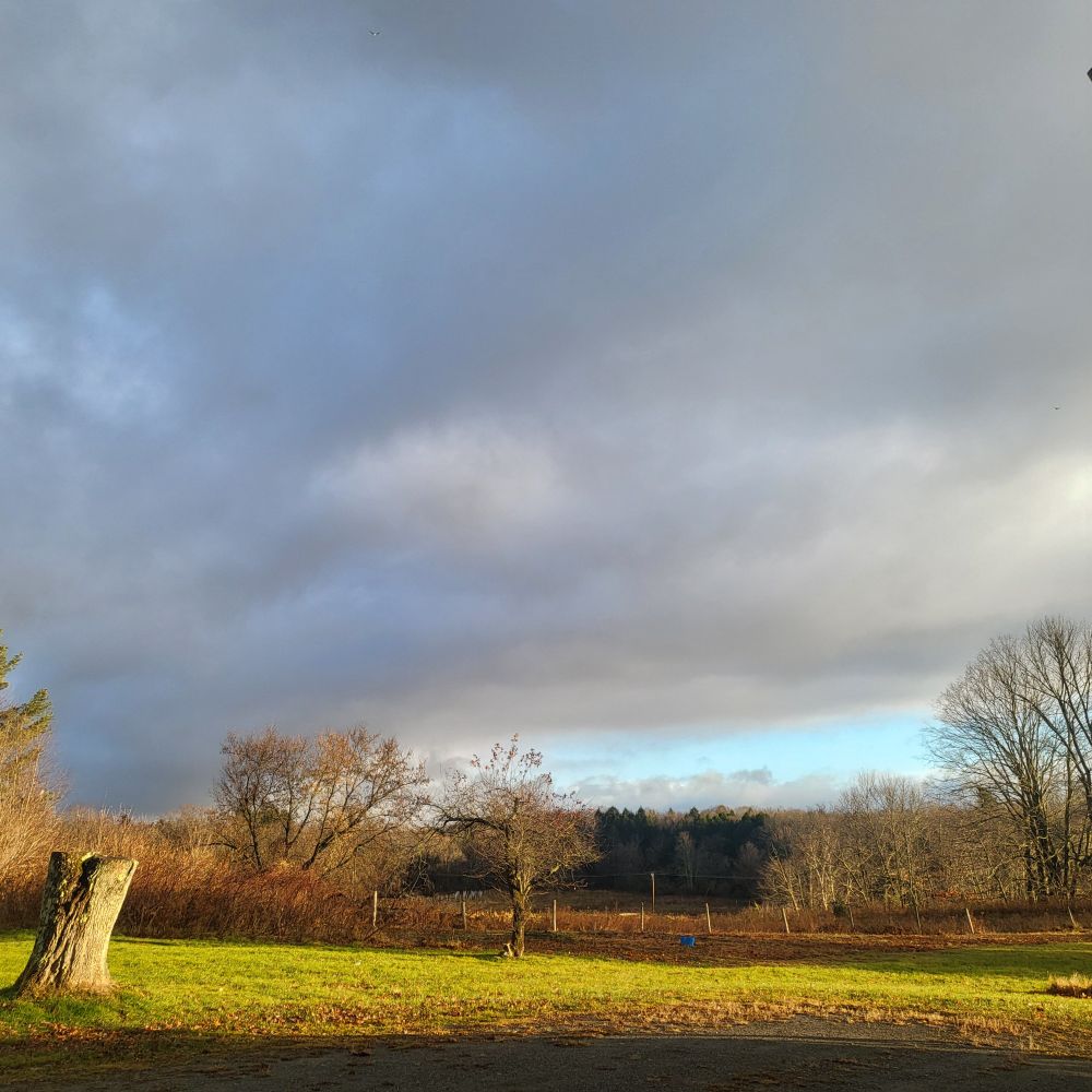 Sunshine and storm clouds at the same time.