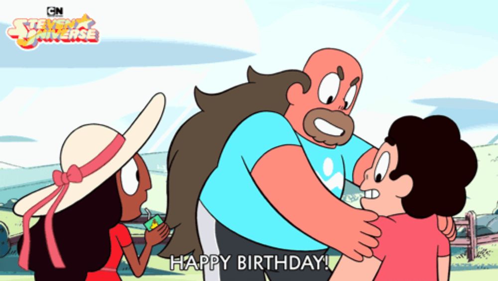 a cartoon of steven universe with the words happy birthday