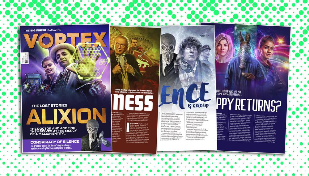 Pages from Vortex issue 198 showing various features about Doctor Who. 