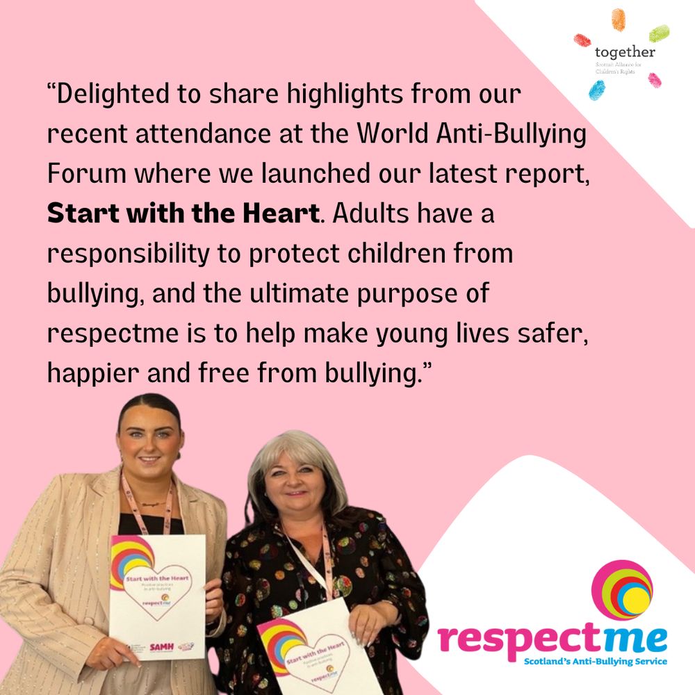 Together logo at the top. Respectme logo at the bottom. Quote from spotlight in the middle. Photo of Lauryn and Lorraine hoping report. 