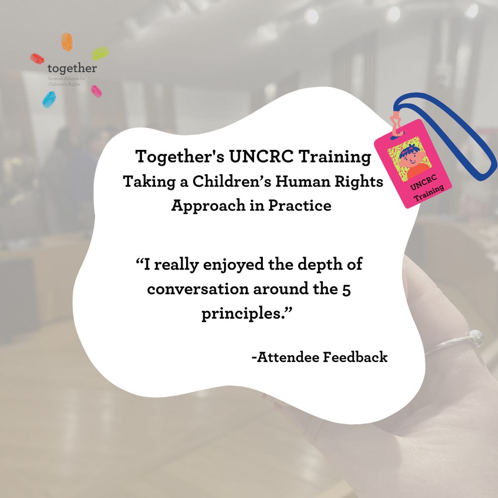 Photo of cupcake with #UNCRCScotland faded in the background, "UNCRC Training" lanyard. An unusual text box shape with training details and information in the middle. Photo/Graphic.
