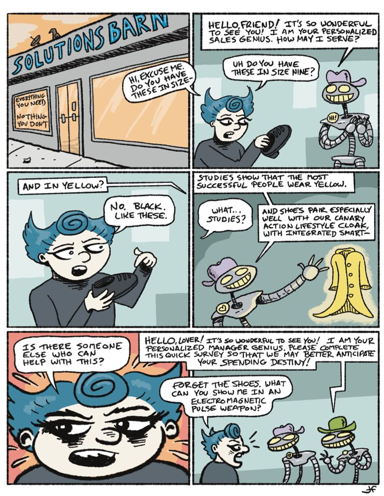 comic strip about robot customer service he’ll