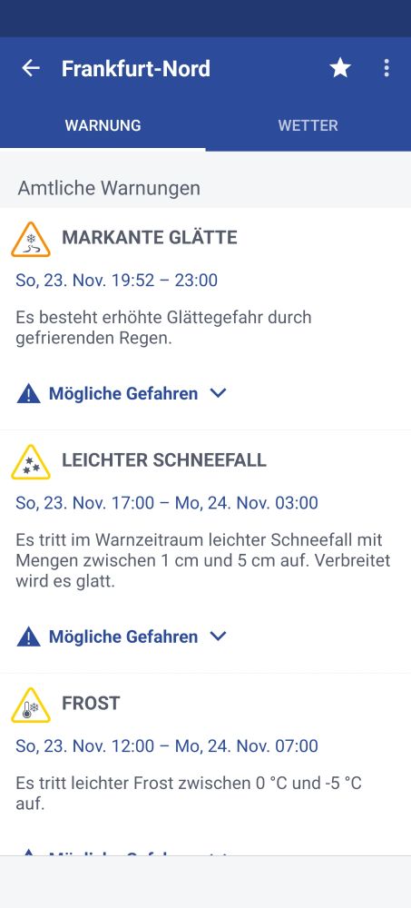 Glätte angekündigt 