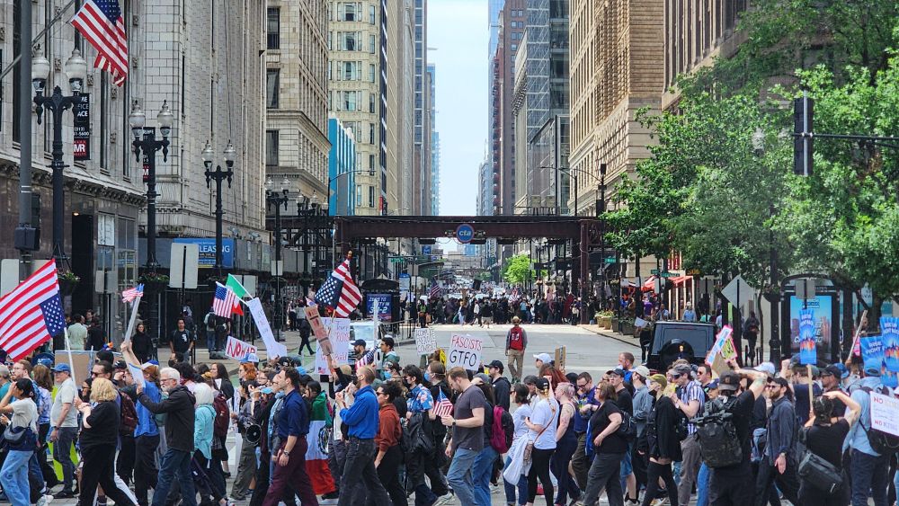 A photo of a protest in Chicago 