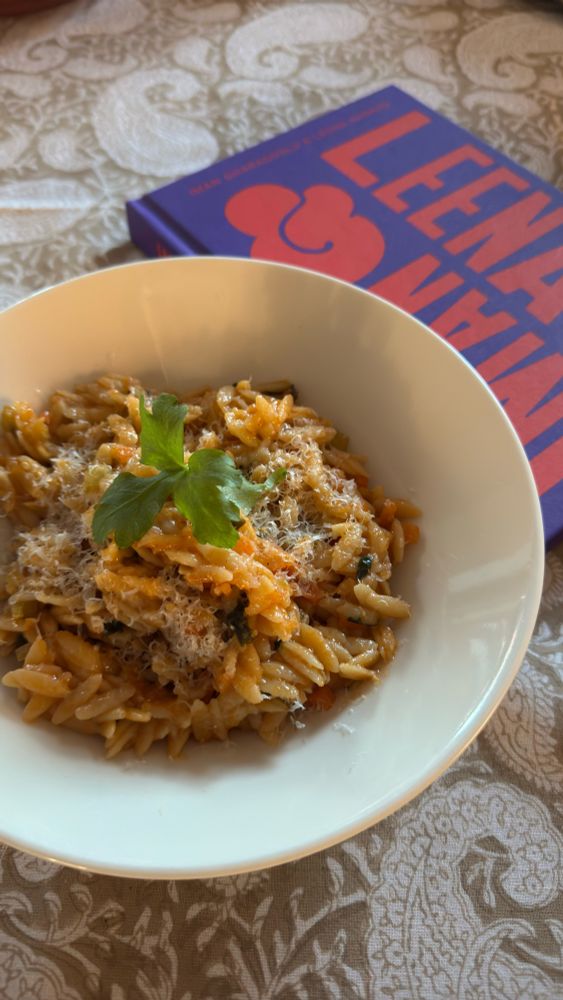 Iman ja Leena Arkisafkaa keittokirjan orzo-minostrone