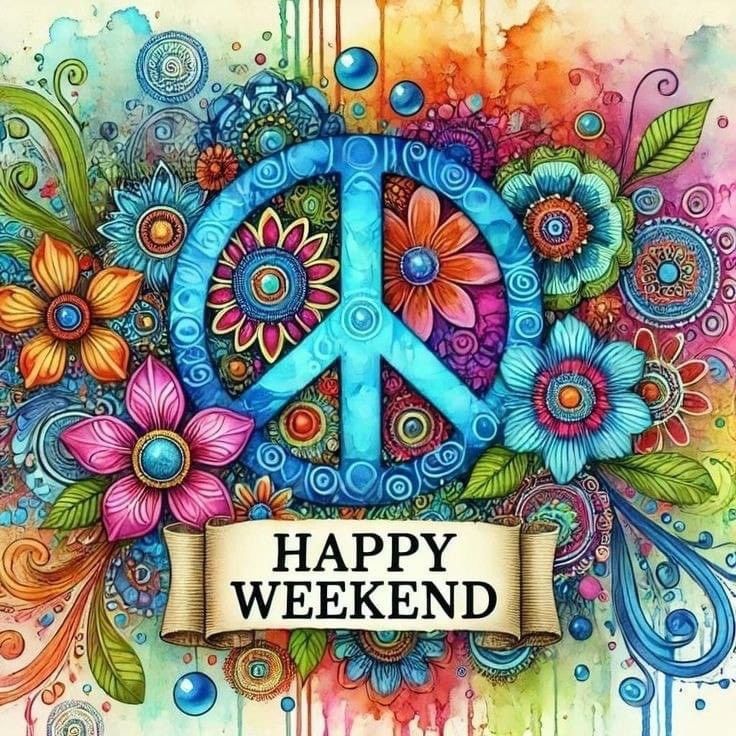 Happy Weekend on psychedelic peace sign