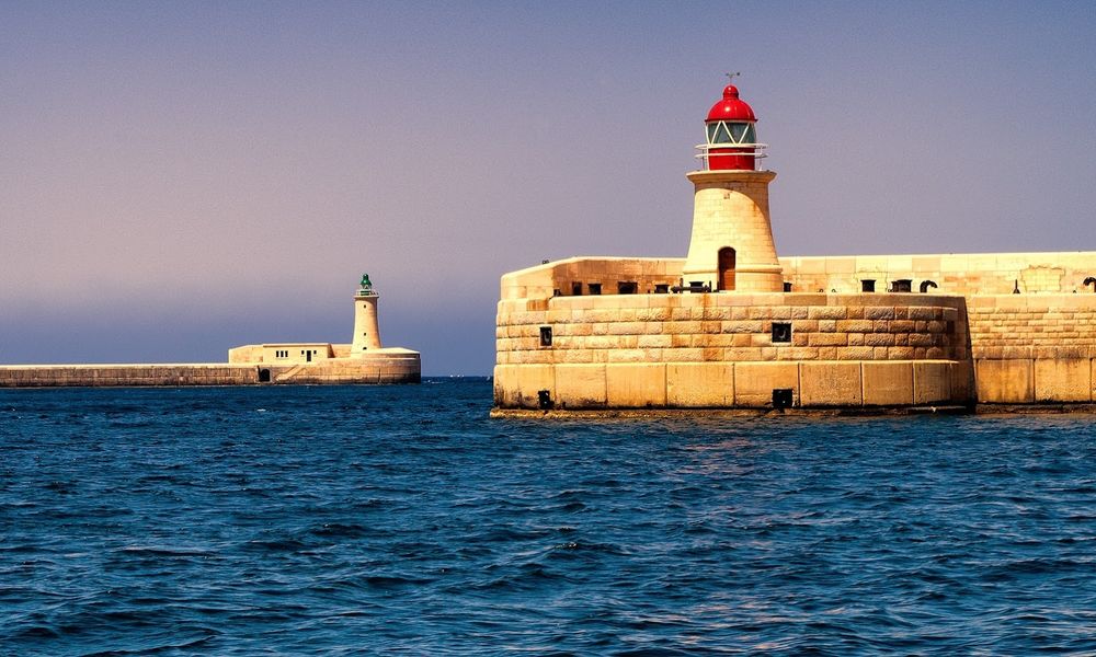 Lighthouses at the entrance to the Grand Harbour, Valletta 