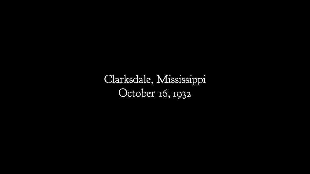 Screencap from Sinners (2025) that says:

“Clarksdale, Mississippi 
October 16, 1932” 

in white text on a black background 