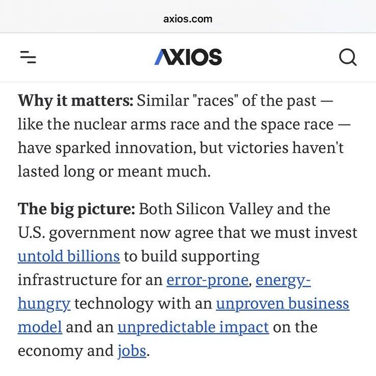 Axios slamming AI race. 