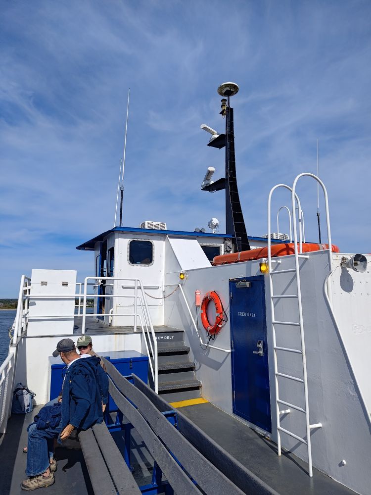 the forward view from the roof deck of the Block Island ferry 